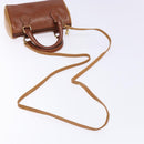 FENDI Hand Bag Leather 2way Brown Gold Auth sw1085-8