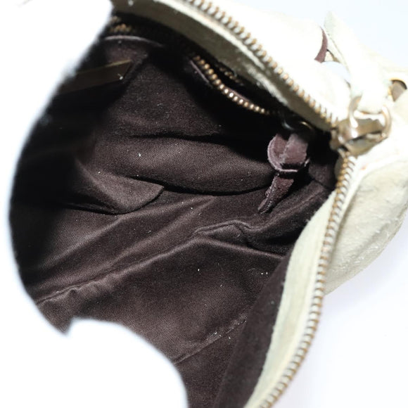 Miu Miu Shoulder Bag Suede Gray Gold Auth sw1086