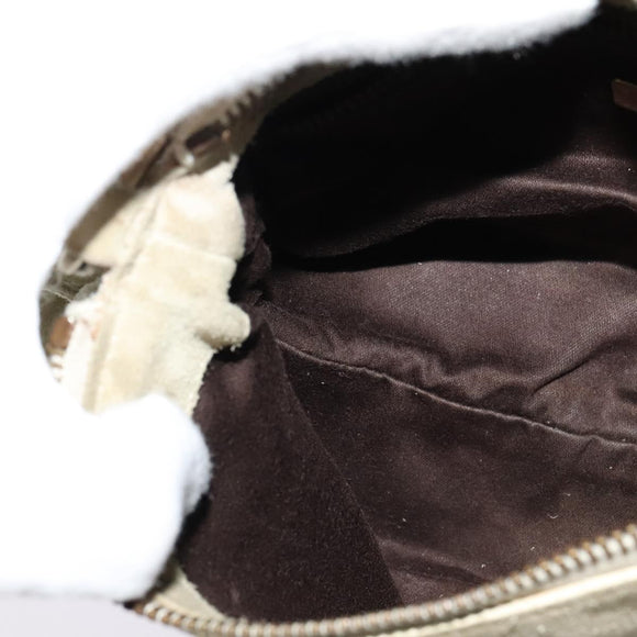 Miu Miu Shoulder Bag Suede Gray Gold Auth sw1086