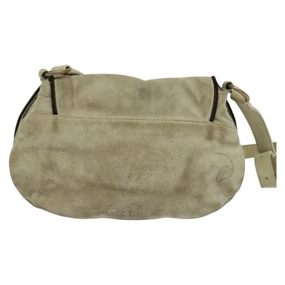 Miu Miu Shoulder Bag Suede Gray Gold Auth sw1086