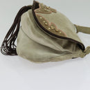 Miu Miu Shoulder Bag Suede Gray Gold Auth sw1086-18