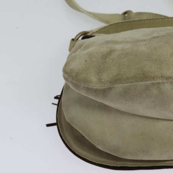 Miu Miu Shoulder Bag Suede Gray Gold Auth sw1086