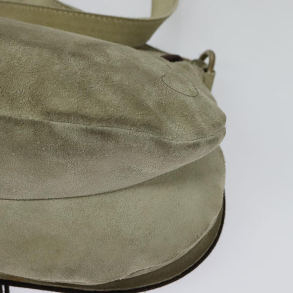 Miu Miu Shoulder Bag Suede Gray Gold Auth sw1086