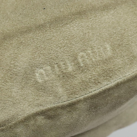 Miu Miu Shoulder Bag Suede Gray Gold Auth sw1086