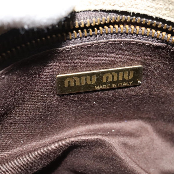 Miu Miu Shoulder Bag Suede Gray Gold Auth sw1086