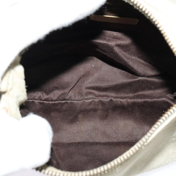 Miu Miu Shoulder Bag Suede Gray Gold Auth sw1086