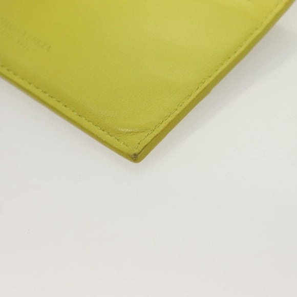 BOTTEGA VENETA INTRECCIATO Card Case Leather Green Gold Auth sw1087