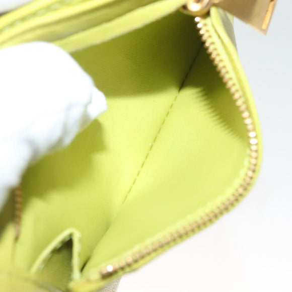 BOTTEGA VENETA INTRECCIATO Card Case Leather Green Gold Auth sw1087