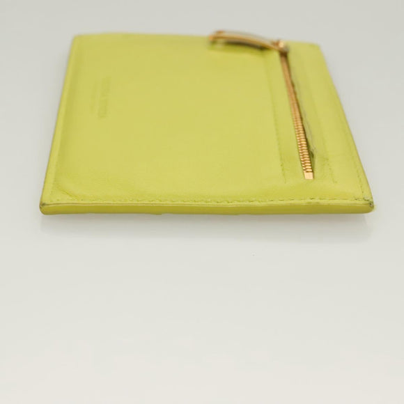 BOTTEGA VENETA INTRECCIATO Card Case Leather Green Gold Auth sw1087