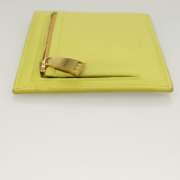 BOTTEGA VENETA INTRECCIATO Card Case Leather Green Gold Auth sw1087