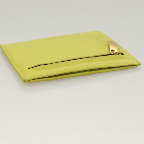 BOTTEGA VENETA INTRECCIATO Card Case Leather Green Gold Auth sw1087