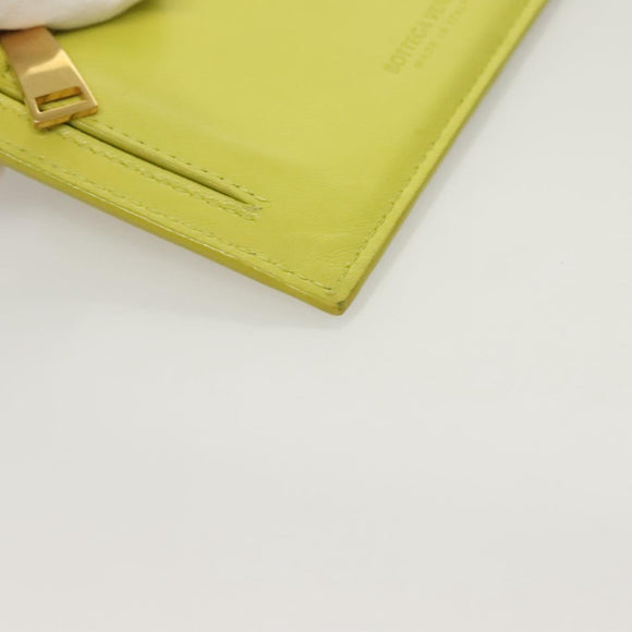 BOTTEGA VENETA INTRECCIATO Card Case Leather Green Gold Auth sw1087