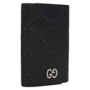 GUCCI GG Canvas Guccissima Key Case Leather Black Silver 473924 Auth sw1089-1