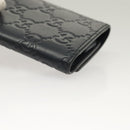 GUCCI GG Canvas Guccissima Key Case Leather Black Silver 473924 Auth sw1089-15