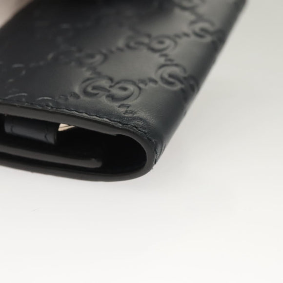 GUCCI GG Canvas Guccissima Key Case Leather Black Silver 473924 Auth sw1089