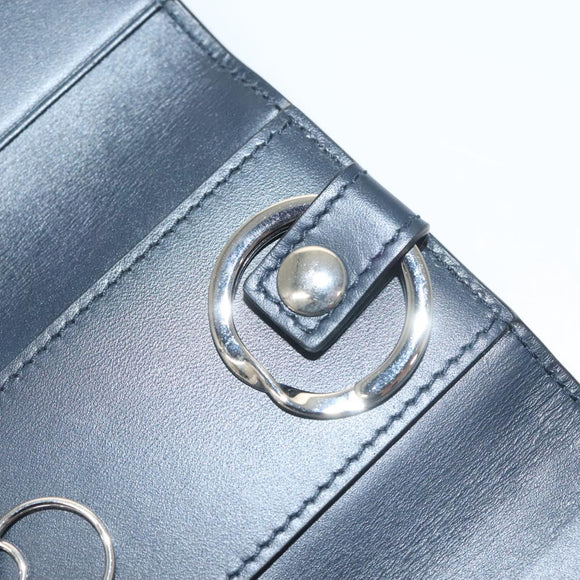 GUCCI GG Canvas Guccissima Key Case Leather Black Silver 473924 Auth sw1089