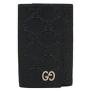 GUCCI GG Canvas Guccissima Key Case Leather Black Silver 473924 Auth sw1089-13