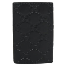 GUCCI GG Canvas Guccissima Key Case Leather Black Silver 473924 Auth sw1089 - 0