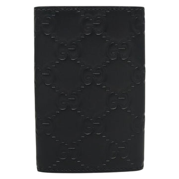 GUCCI GG Canvas Guccissima Key Case Leather Black Silver 473924 Auth sw1089 - 0