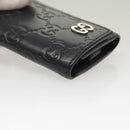 GUCCI GG Canvas Guccissima Key Case Leather Black Silver 473924 Auth sw1089-7