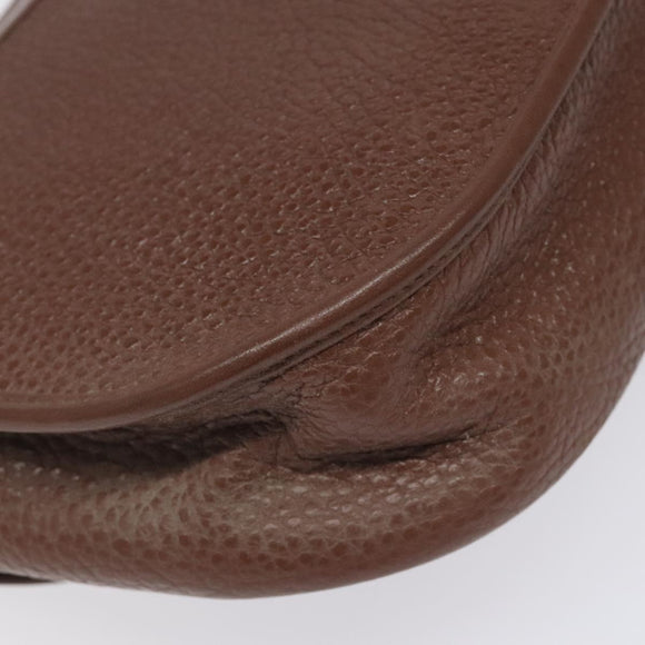 Christian Dior Shoulder Bag Leather Brown Gold Auth sw109