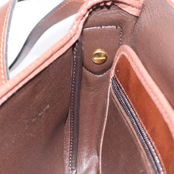Christian Dior Shoulder Bag Leather Brown Gold Auth sw109