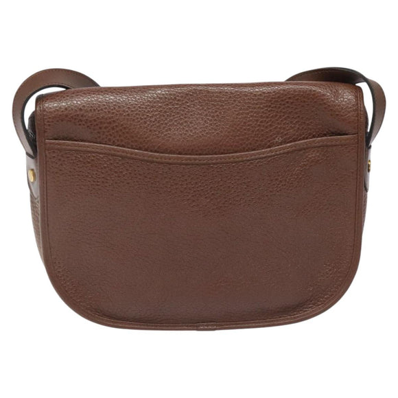 Christian Dior Shoulder Bag Leather Brown Gold Auth sw109