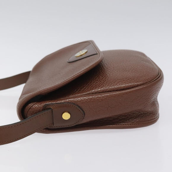 Christian Dior Shoulder Bag Leather Brown Gold Auth sw109