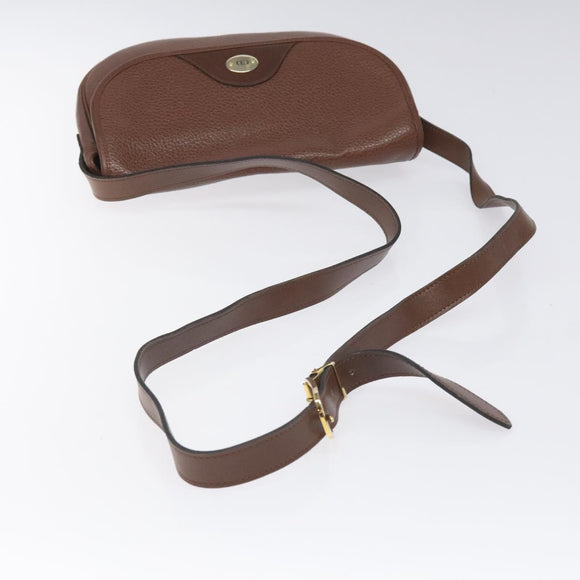 Christian Dior Shoulder Bag Leather Brown Gold Auth sw109