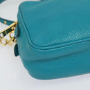 Miu Miu Shoulder Bag Leather Turquoise Blue Gold Auth sw1090-10