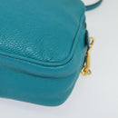 Miu Miu Shoulder Bag Leather Turquoise Blue Gold Auth sw1090-11