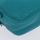 Miu Miu Shoulder Bag Leather Turquoise Blue Gold Auth sw1090-12