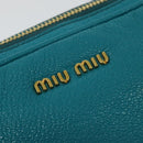 Miu Miu Shoulder Bag Leather Turquoise Blue Gold Auth sw1090-14