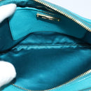 Miu Miu Shoulder Bag Leather Turquoise Blue Gold Auth sw1090-17
