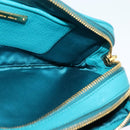 Miu Miu Shoulder Bag Leather Turquoise Blue Gold Auth sw1090-18