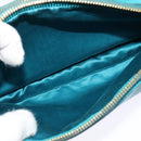 Miu Miu Shoulder Bag Leather Turquoise Blue Gold Auth sw1090-20