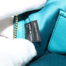 Miu Miu Shoulder Bag Leather Turquoise Blue Gold Auth sw1090-22