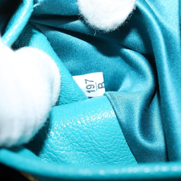 Miu Miu Shoulder Bag Leather Turquoise Blue Gold Auth sw1090