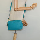 Miu Miu Shoulder Bag Leather Turquoise Blue Gold Auth sw1090-24