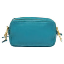 Miu Miu Shoulder Bag Leather Turquoise Blue Gold Auth sw1090-3