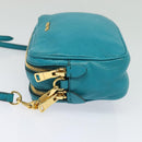 Miu Miu Shoulder Bag Leather Turquoise Blue Gold Auth sw1090-4