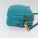 Miu Miu Shoulder Bag Leather Turquoise Blue Gold Auth sw1090-5