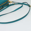 Miu Miu Shoulder Bag Leather Turquoise Blue Gold Auth sw1090-7
