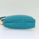 Miu Miu Shoulder Bag Leather Turquoise Blue Gold Auth sw1090-9
