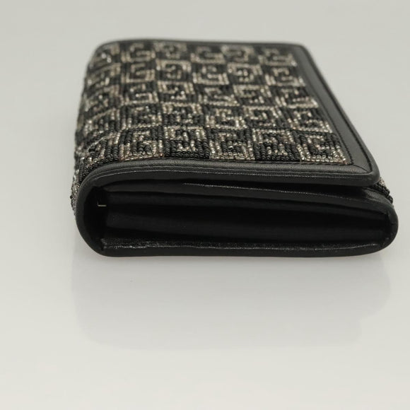 GIVENCHY Wallet Beads Black Silver Auth sw1091