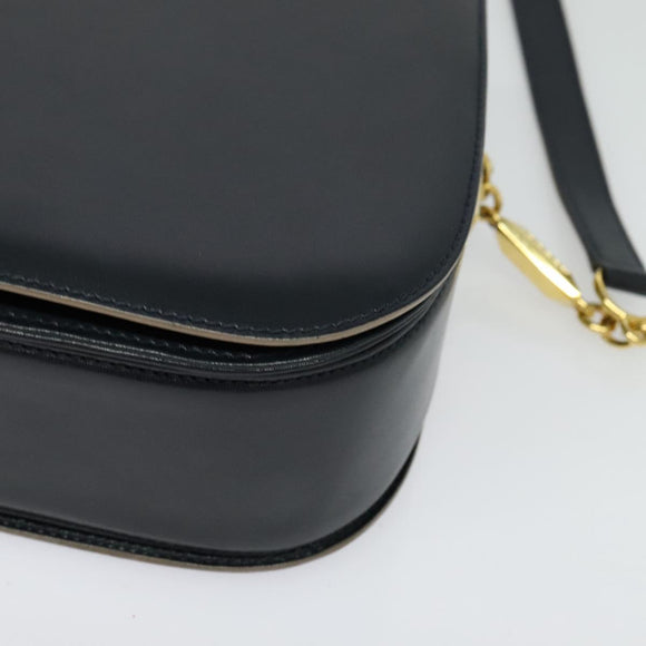 BALLY Shoulder Bag Leather Black Gold Auth sw1097