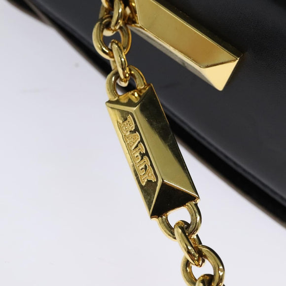 BALLY Shoulder Bag Leather Black Gold Auth sw1097