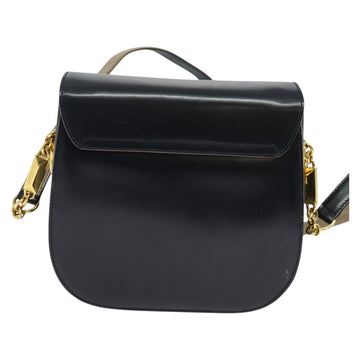 BALLY Shoulder Bag Leather Black Gold Auth sw1097 - 0