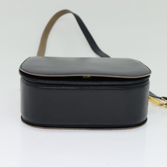 BALLY Shoulder Bag Leather Black Gold Auth sw1097