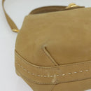 CELINE Hand Bag Leather 2way Beige Gold Auth sw1099-15